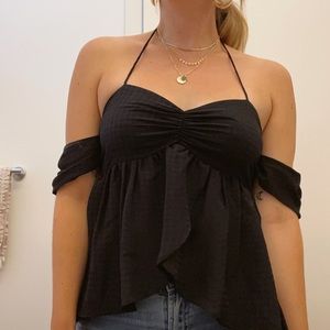 UO Black Gingham Off The Shoulders Top